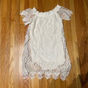 ASTR Elegant White Lace Off-the-Shoulder Dress